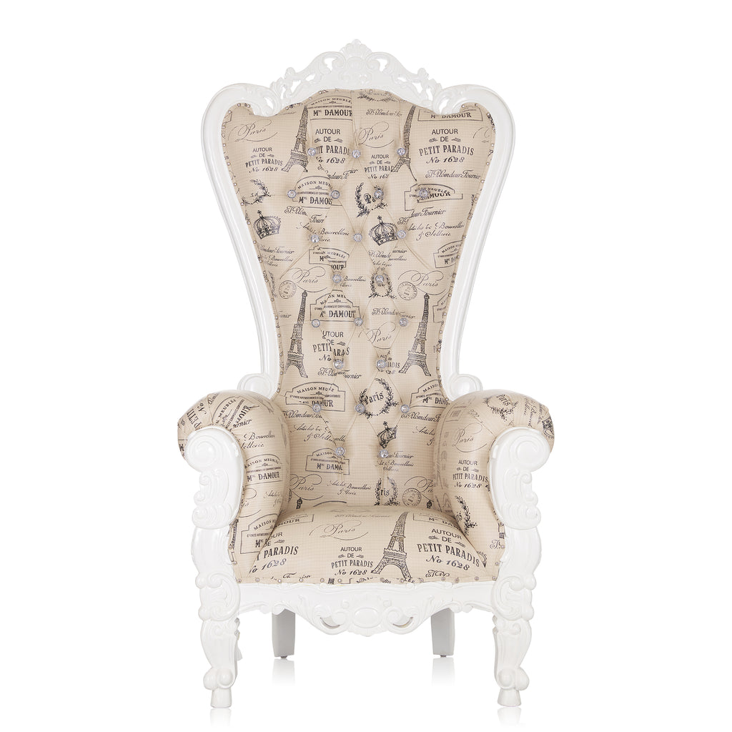 "Queen Tiffany" Throne Chair - LIMITED EDITION Paris Print / White