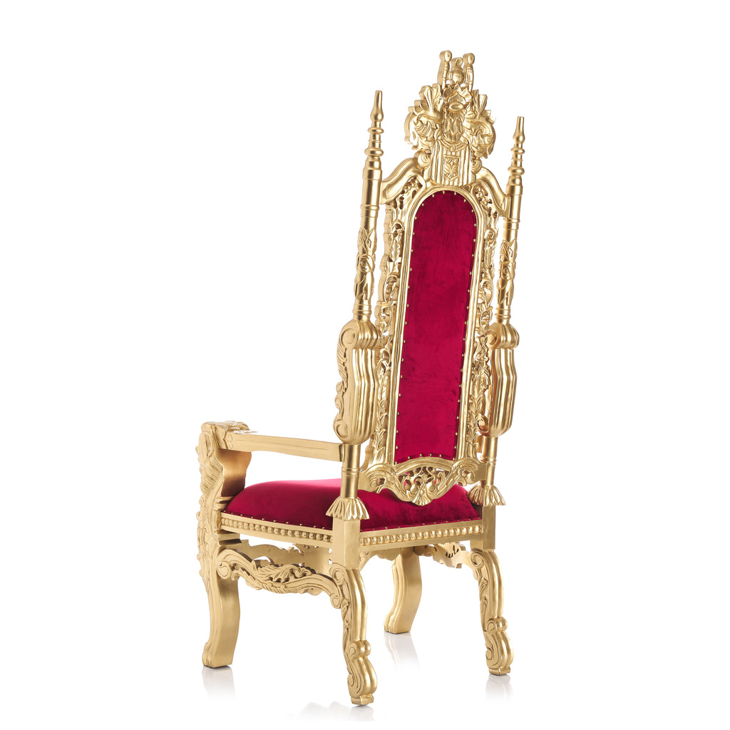 "King David" Lion Throne Chair - Red Velvet / Gold