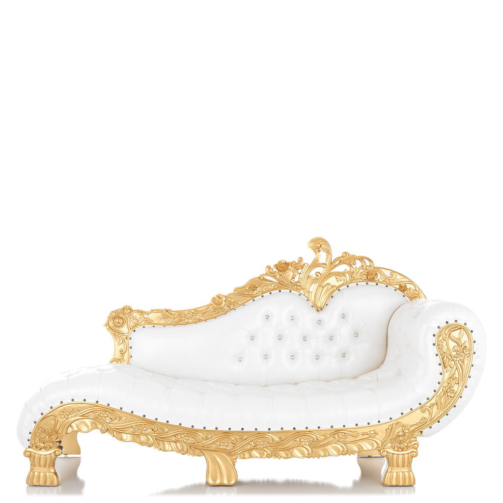 "Zeus 86" Royal Chaise Lounge - White / Gold