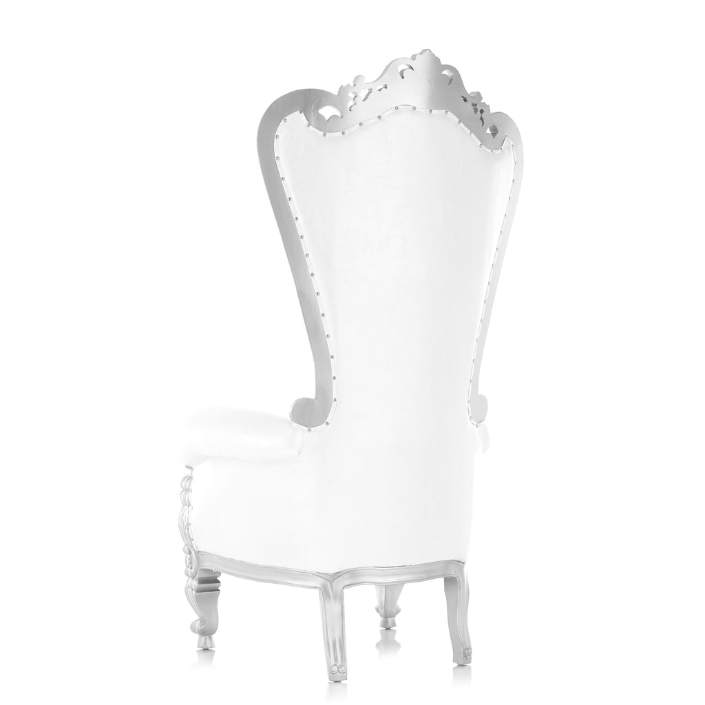 "Queen Tiffany" Throne Chair - White / Silver