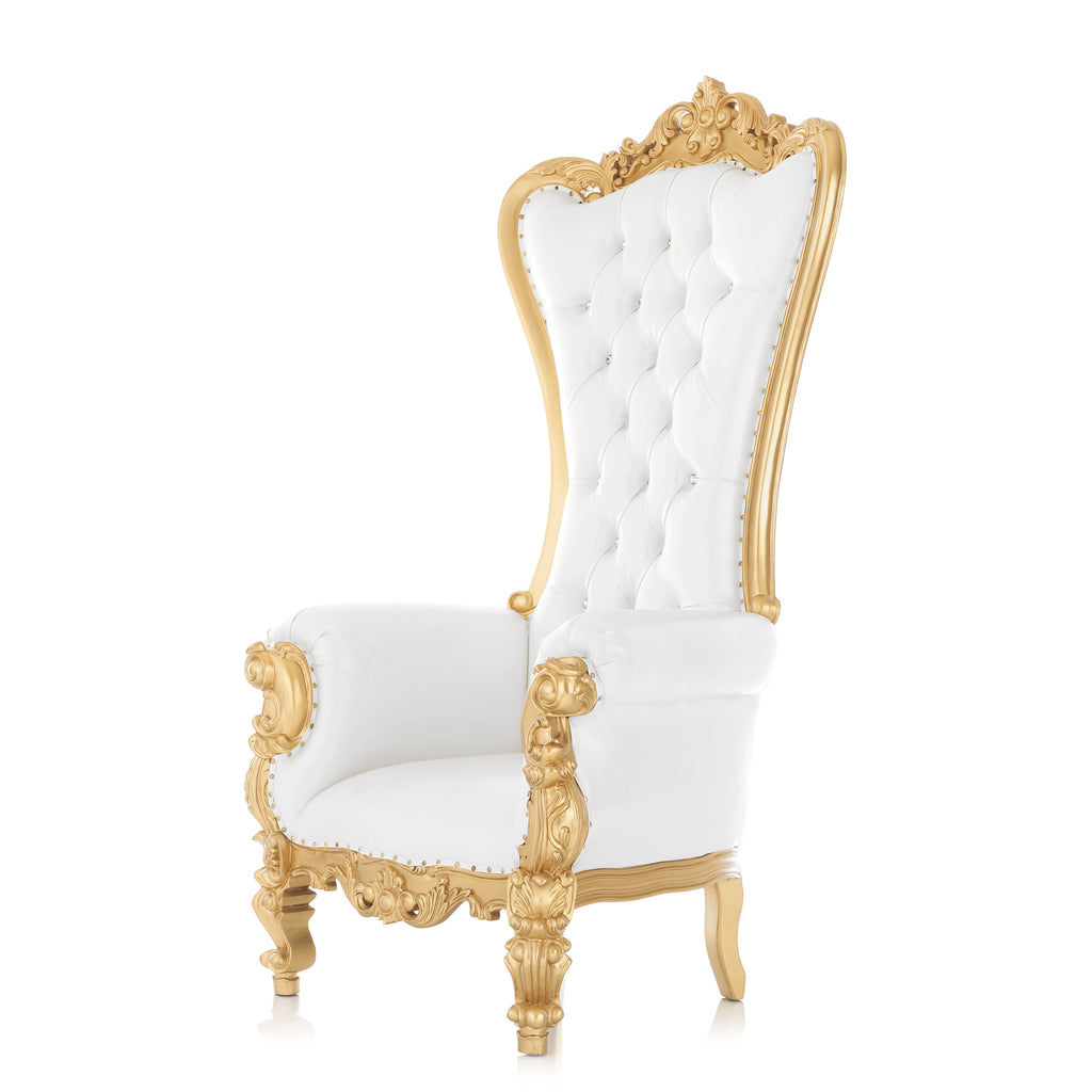 "Queen Tiffany 2.0" Throne Chair - White / Gold