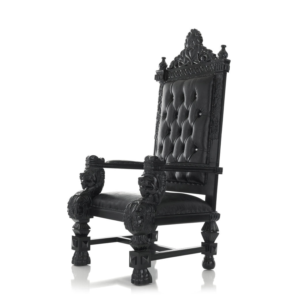 "King Samuel 68" Lion Throne Chair - Black / Black