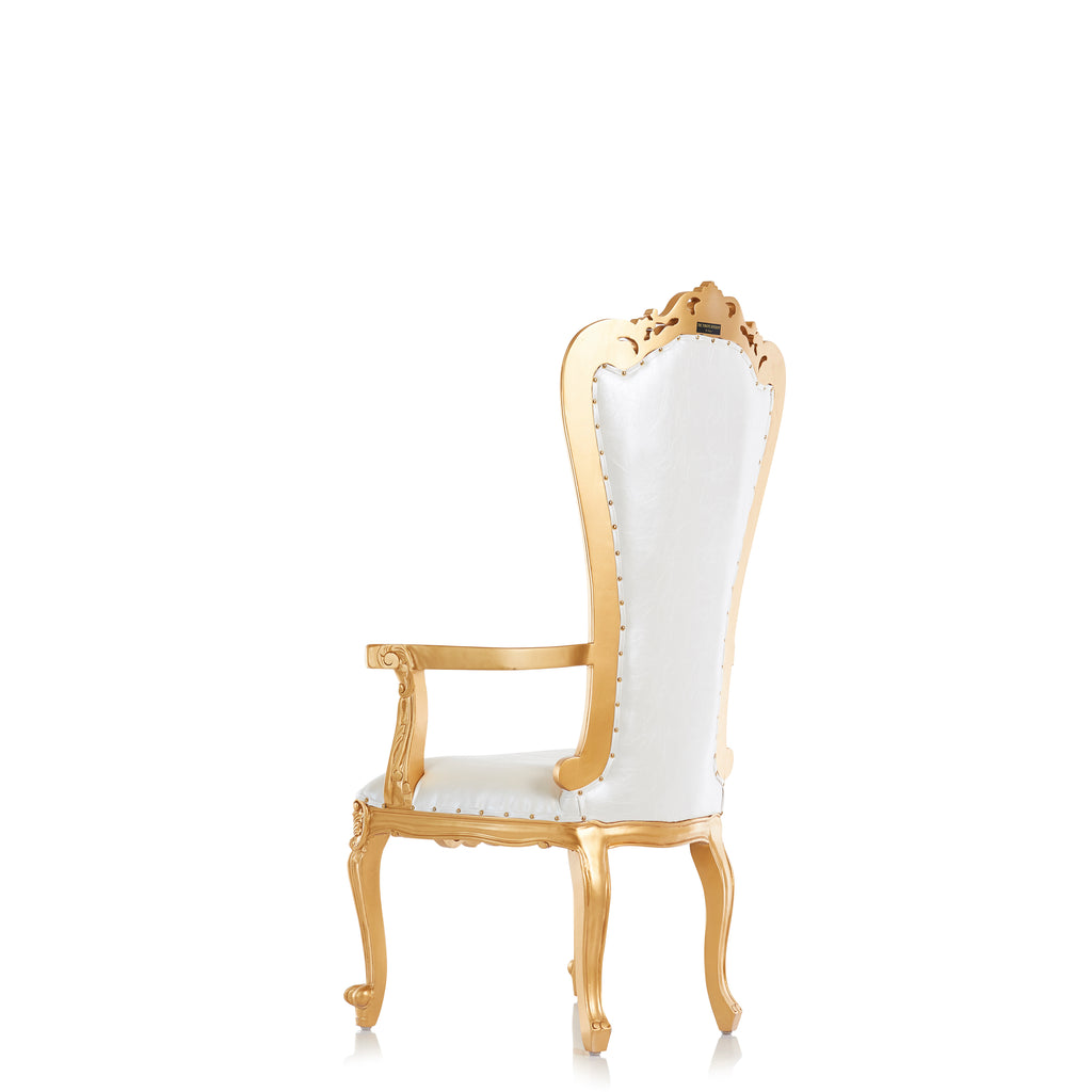 "Valentina" Accent Arm Throne Chair - White / Gold