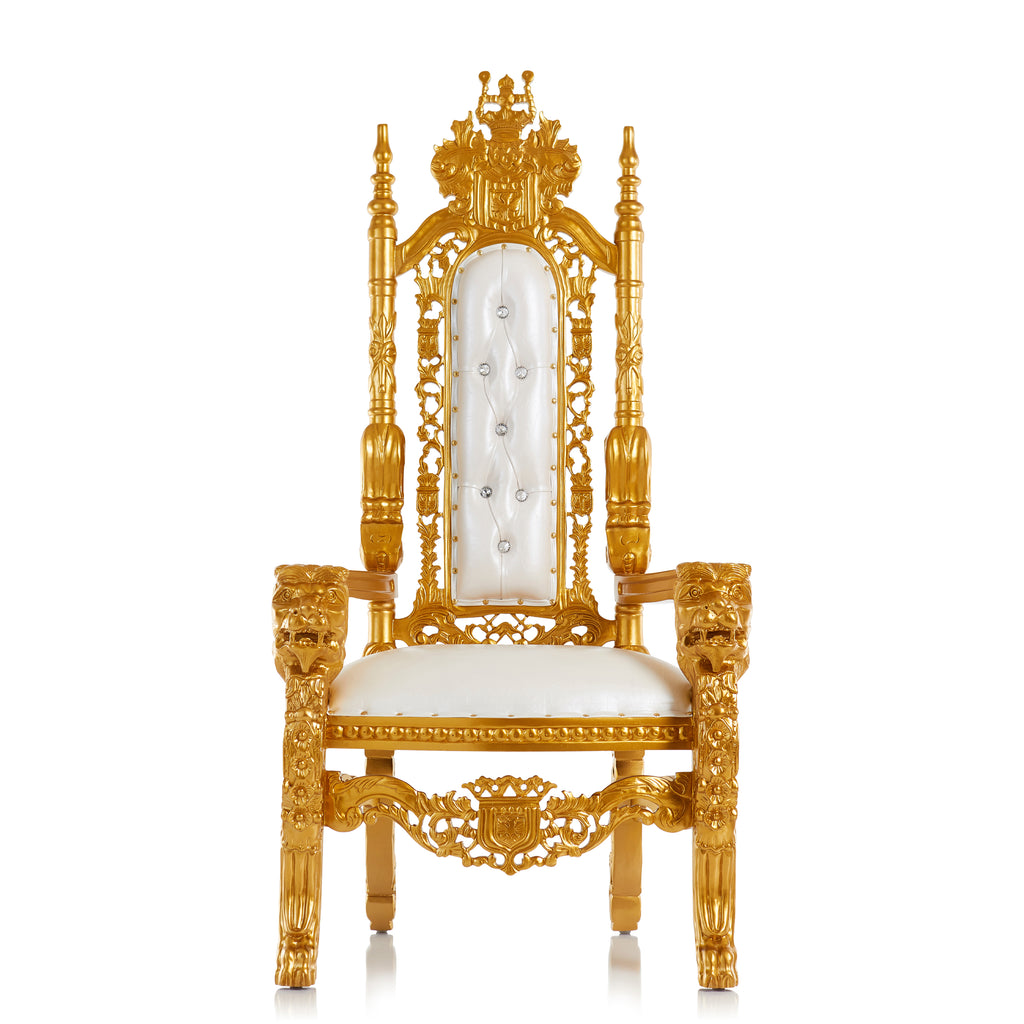 "King David" Lion Throne Chair - White / Gold