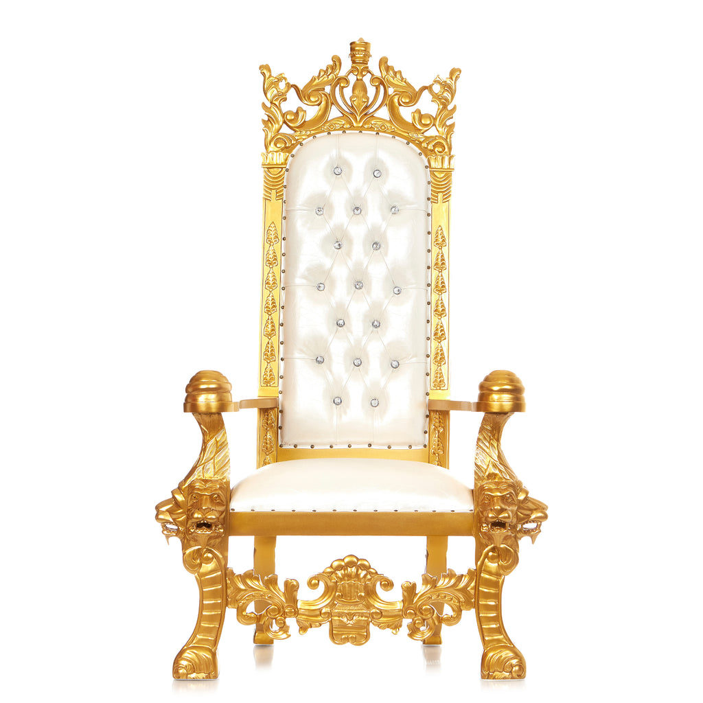 "King Solomon" Royal Throne Chair - White / Gold