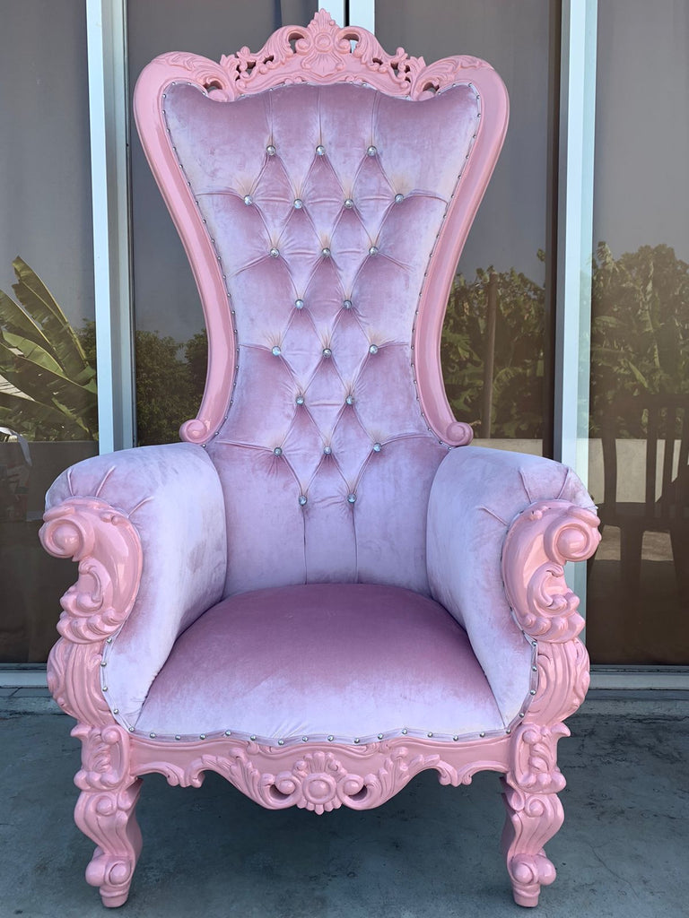 "Queen Tiffany 2.0" Throne Chair - Light Pink / Light Pink Velvet