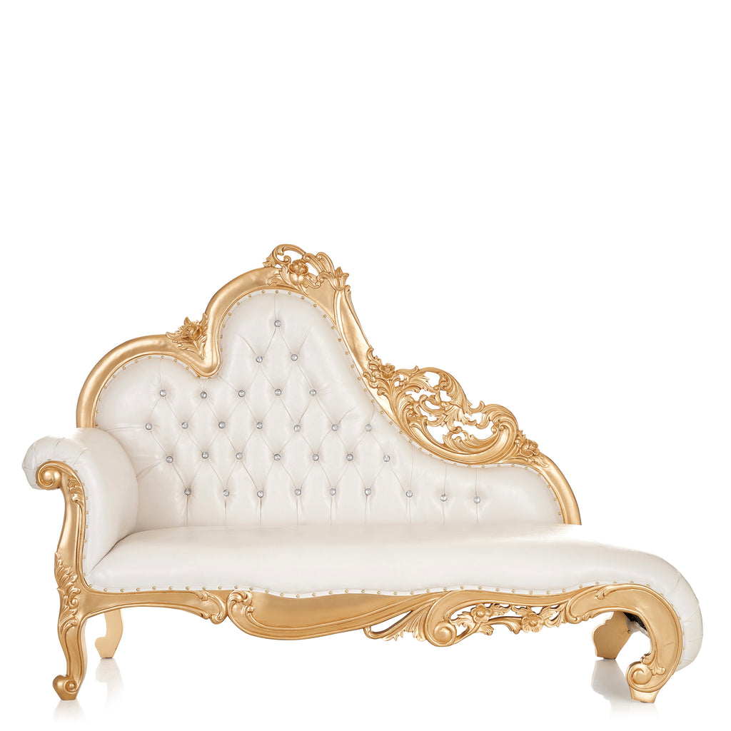 "Dione" Royal Chaise Lounge - Gold / White