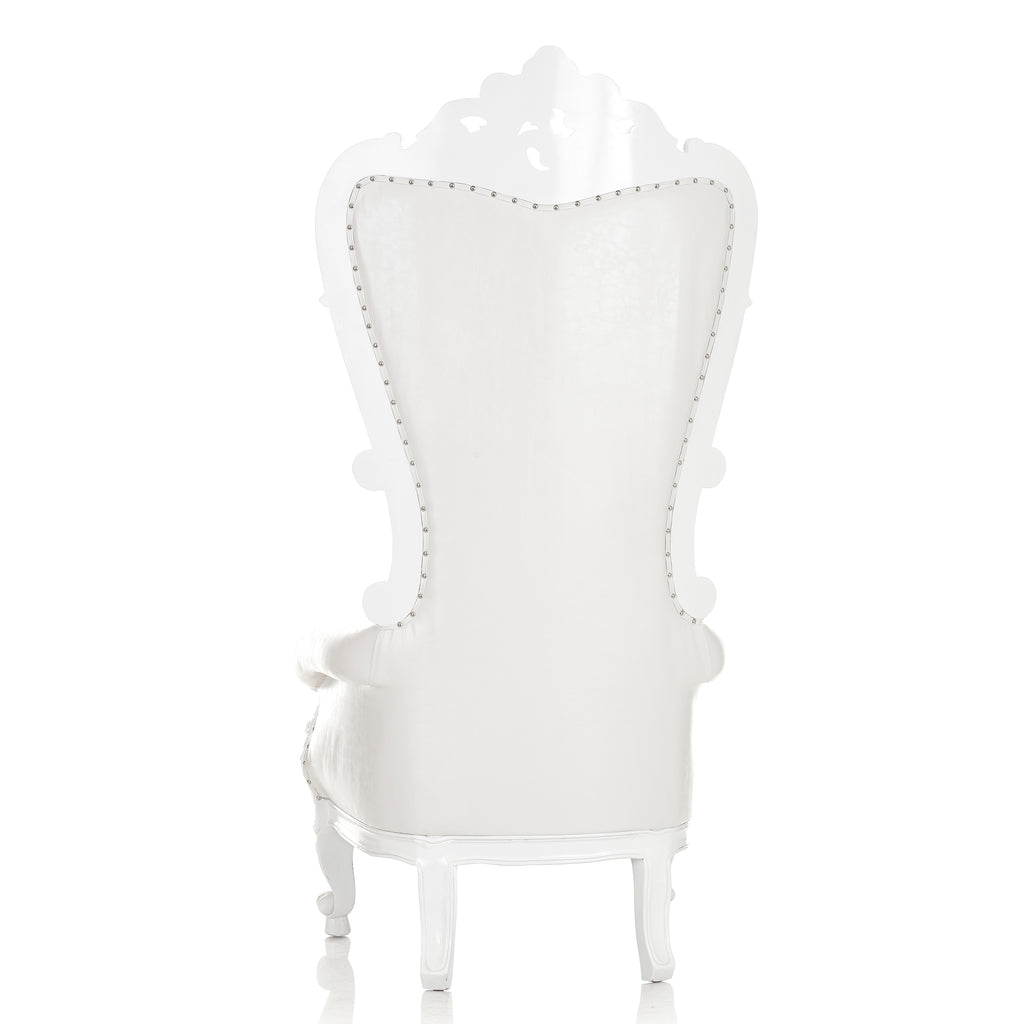 "Tamira" Queen Throne Chair - White / White