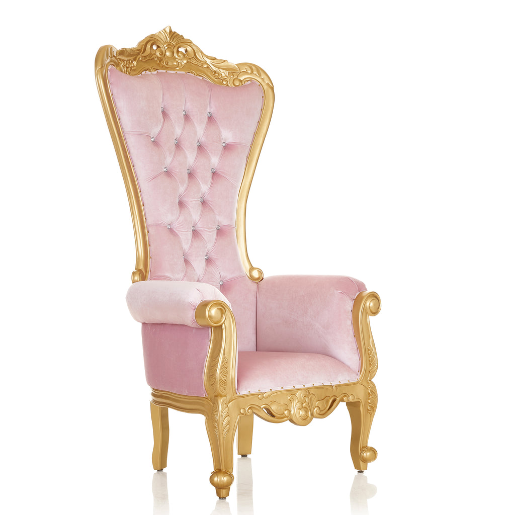 "Queen Tiffany 3.0" Throne Chair - Light Pink / Gold
