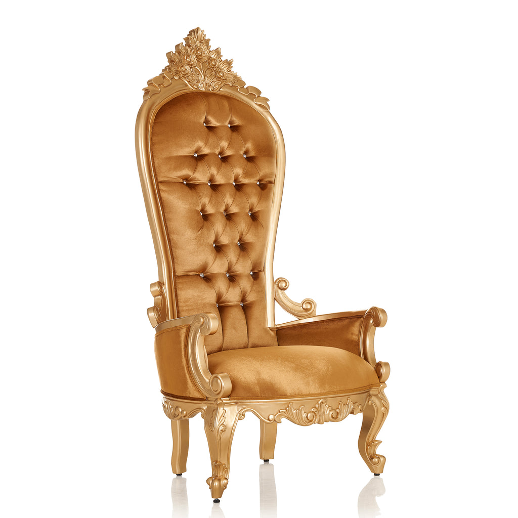 "Queen Shelby" Throne Chair - Gold Velvet / Gold