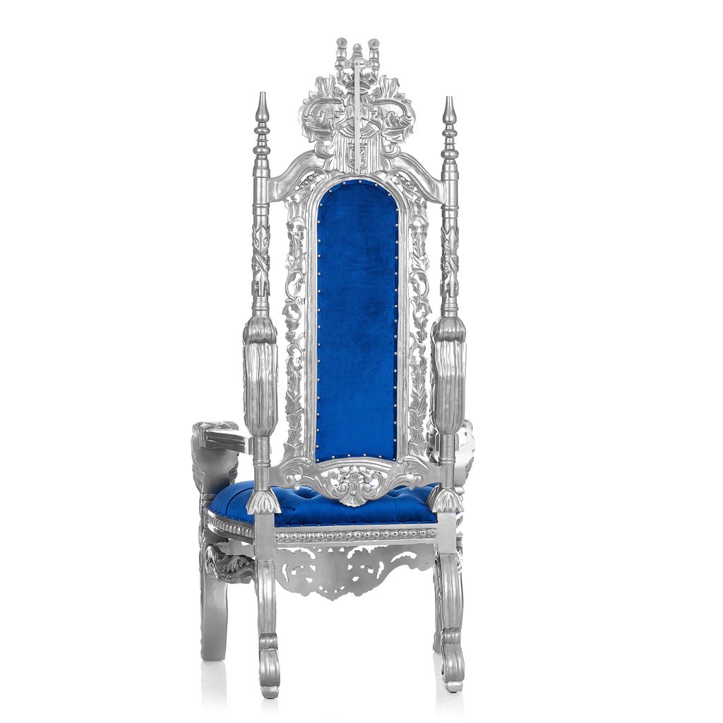 "King David" Lion Throne Chair - Royal Blue / Silver