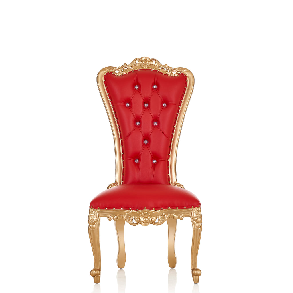 "Valentina" Accent Armless Throne Chair - Red / Gold