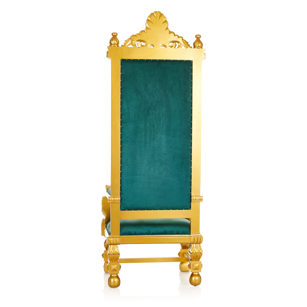 "King Kong" 88" Throne Chair - Green Velvet / Gold