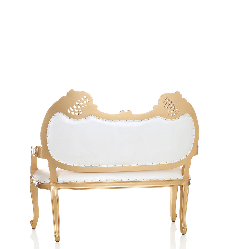 "Adela" Royal Sofa Bench- White / Gold