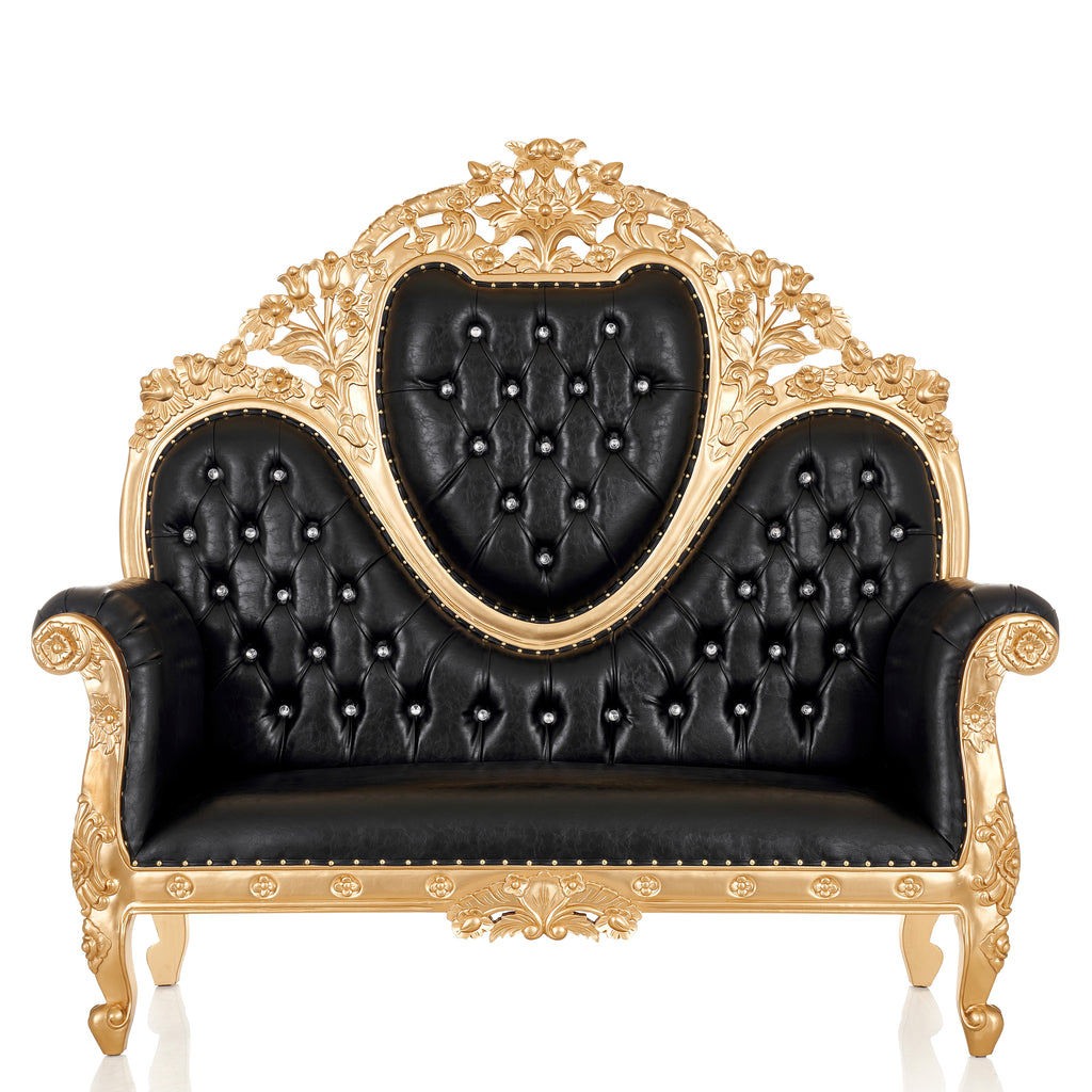 "Capri" Royal High Back Love Seat  - Black / Gold