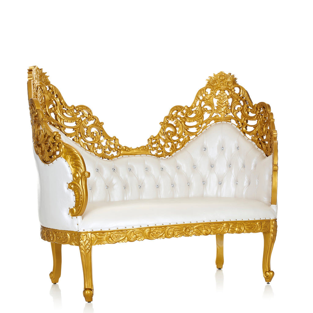 "Queen Marina" Royal Chaise Lounge - White / Gold