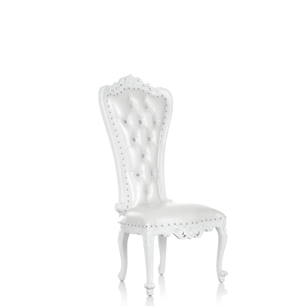 "Valentina" Accent Armless Throne Chair - White / White