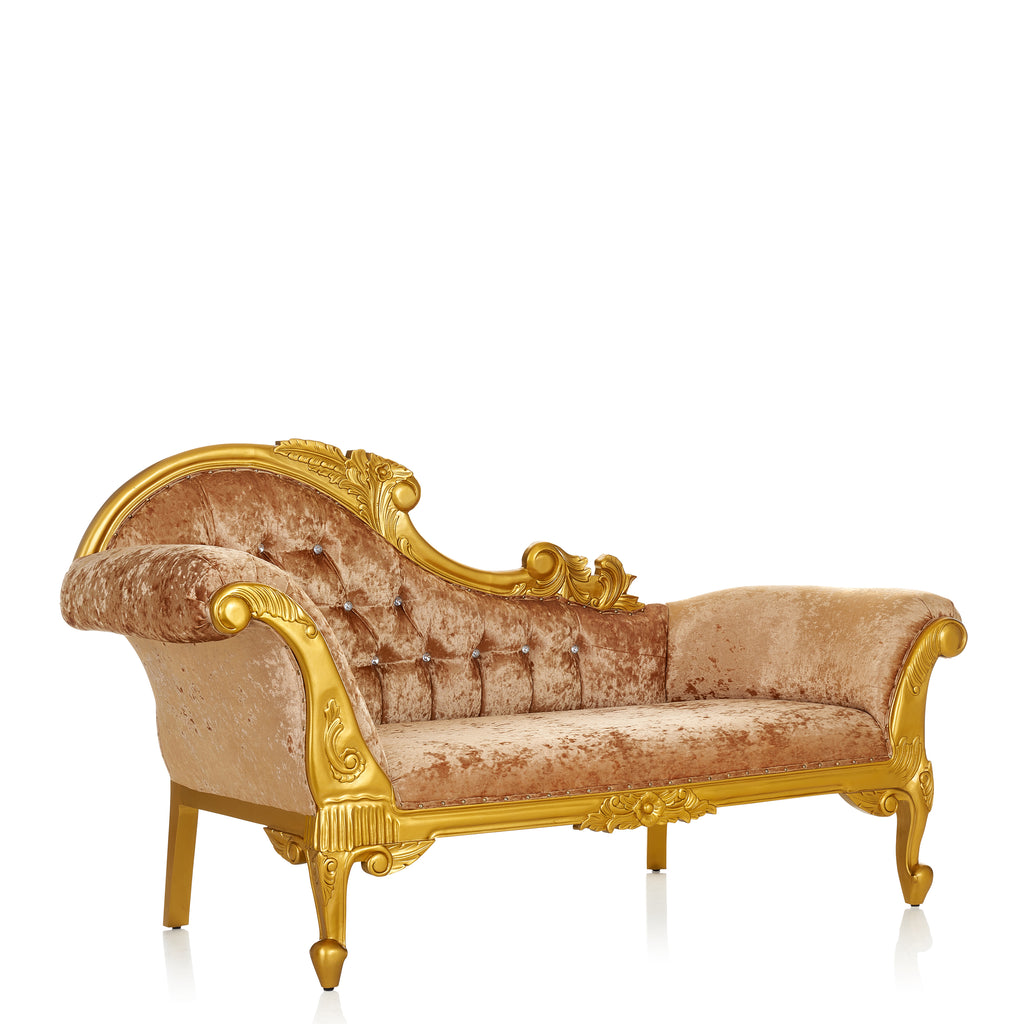"Cleopatra 69" Royal Chaise Lounge - Crushed Gold Velvet / Gold