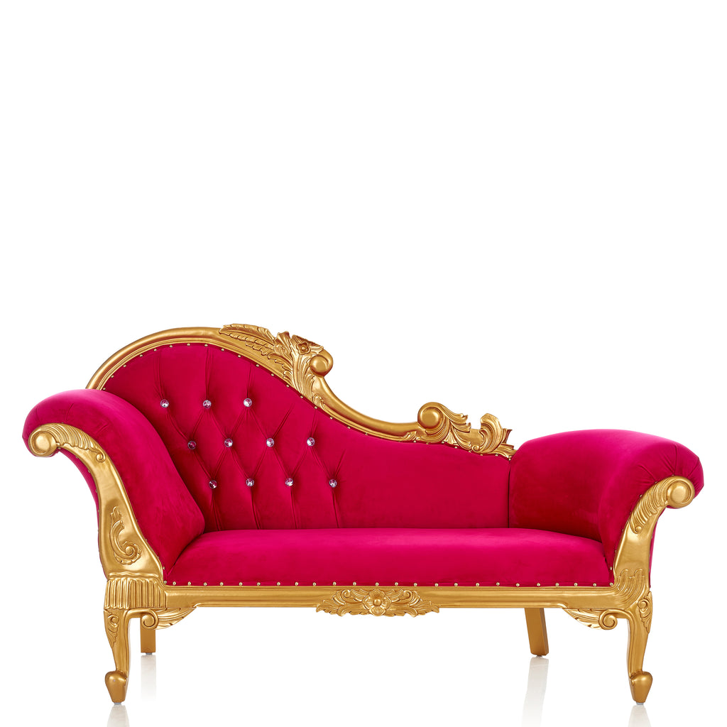 "Cleopatra" Royal Chaise Lounge - Fuchsia Velvet / Gold