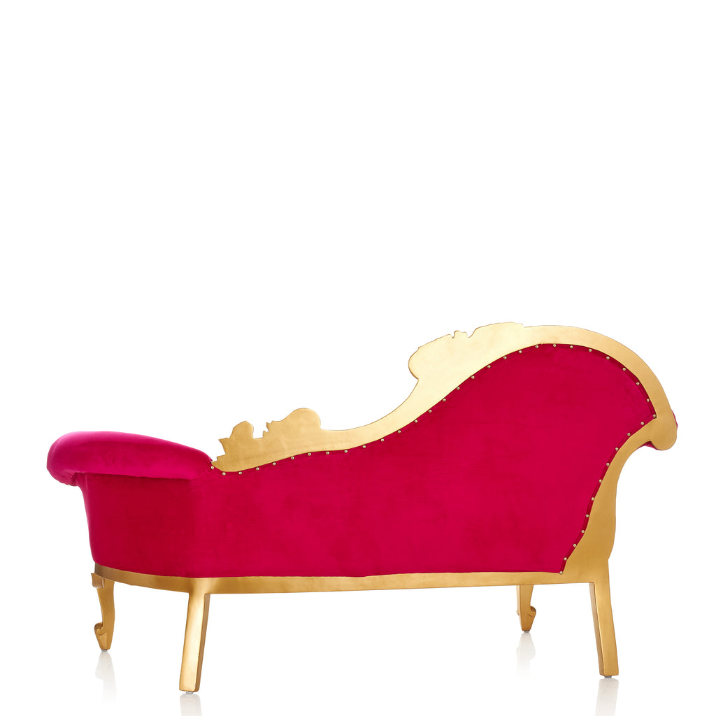 "Cleopatra" Royal Chaise Lounge - Fuchsia Velvet / Gold