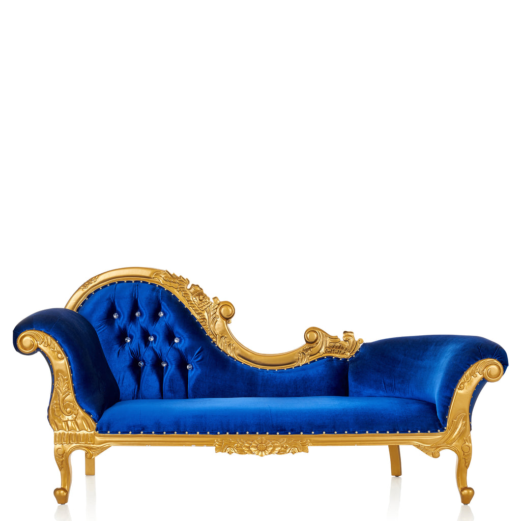 "Cleopatra" Royal Chaise Lounge - Blue Velvet / Gold