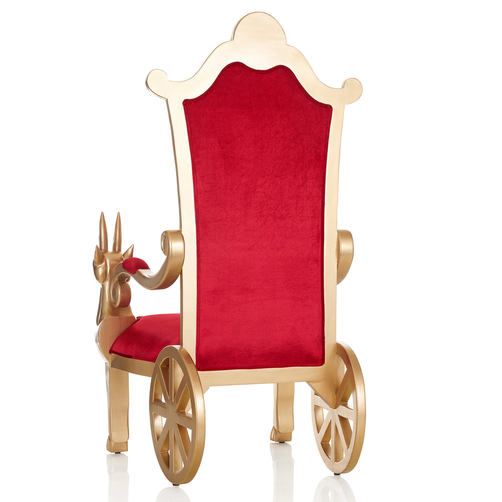 "Santa" Reindeer Throne Chair - Red Velvet / Gold