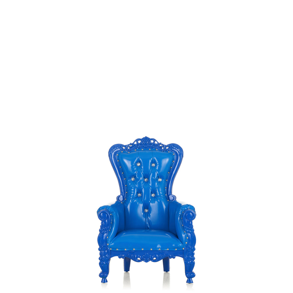 “Mini Tiffany 36" Kids Throne Chair - Glossy Blue  / Blue