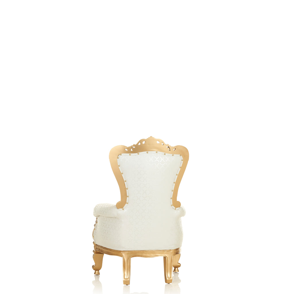 "Mini Tiffany 36" Kids Throne Chair - White Motif / Gold
