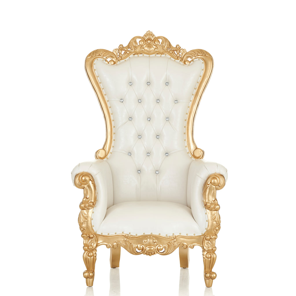 "Queen Tiffany 63" Throne Chair - White / Gold