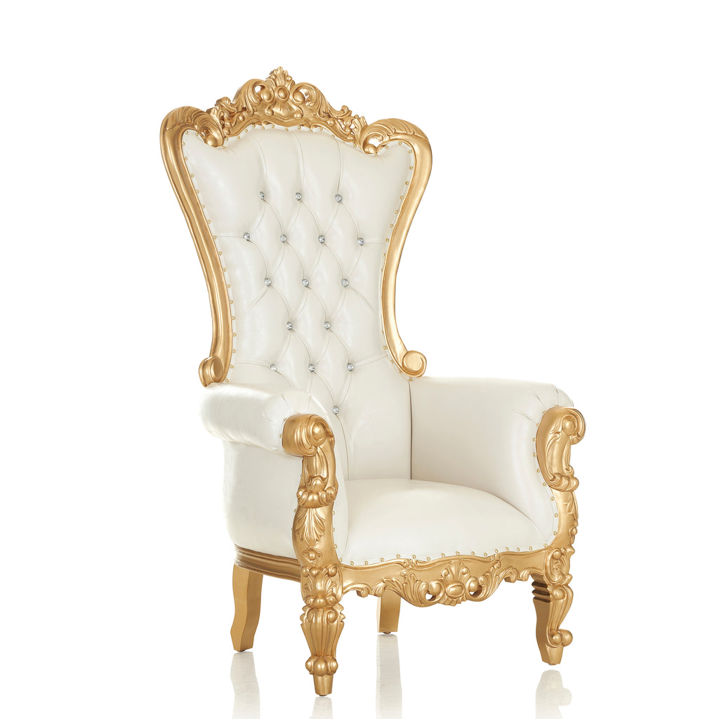 "Queen Tiffany 63" Throne Chair - White / Gold