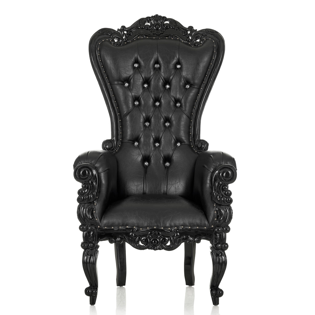 "Queen Tiffany XL" Throne Chair - Black / Black