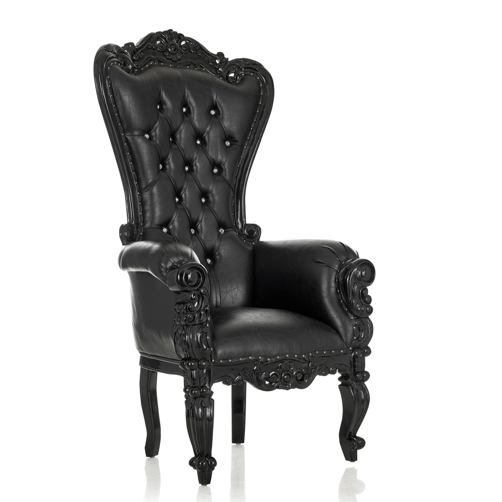 "Queen Tiffany XL" Throne Chair - Black / Black
