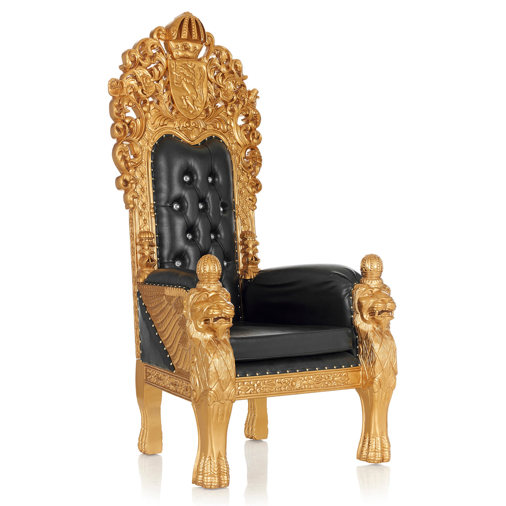 "King Edward 77"" Throne Chair - Black / Gold