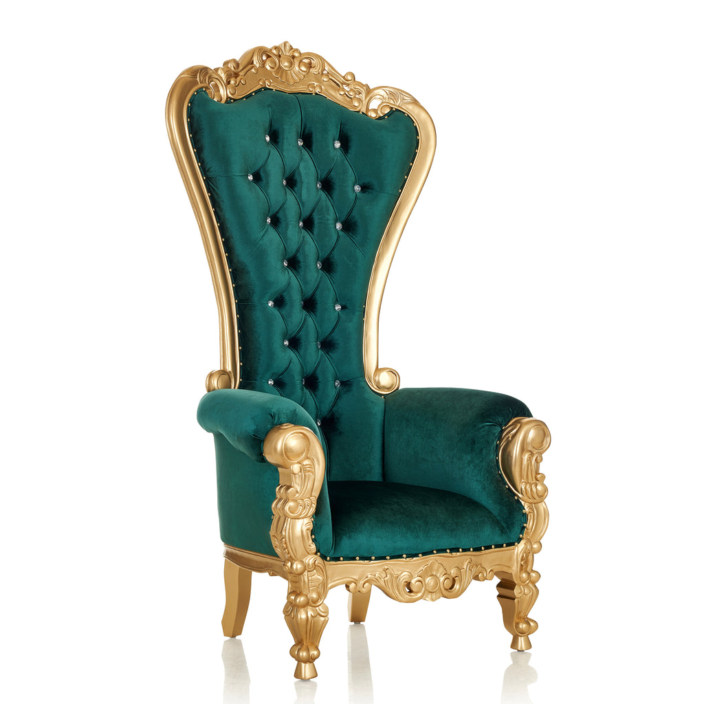 "Queen Tiffany" Throne Chair - Emerald Green Velvet / Gold