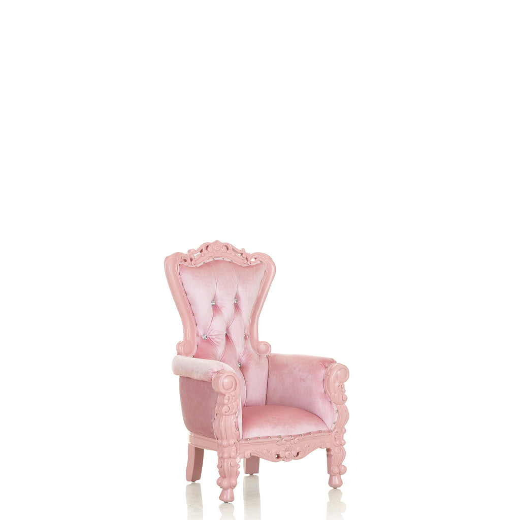 "Mini Tiffany 33" Kids Throne Chair - Light Pink Velvet / Light Pink