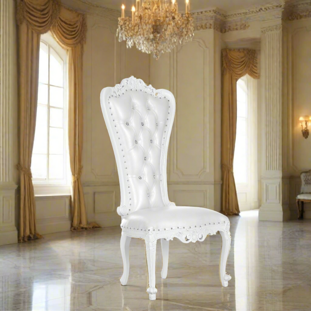 "Valentina" Accent Armless Chair - White / White