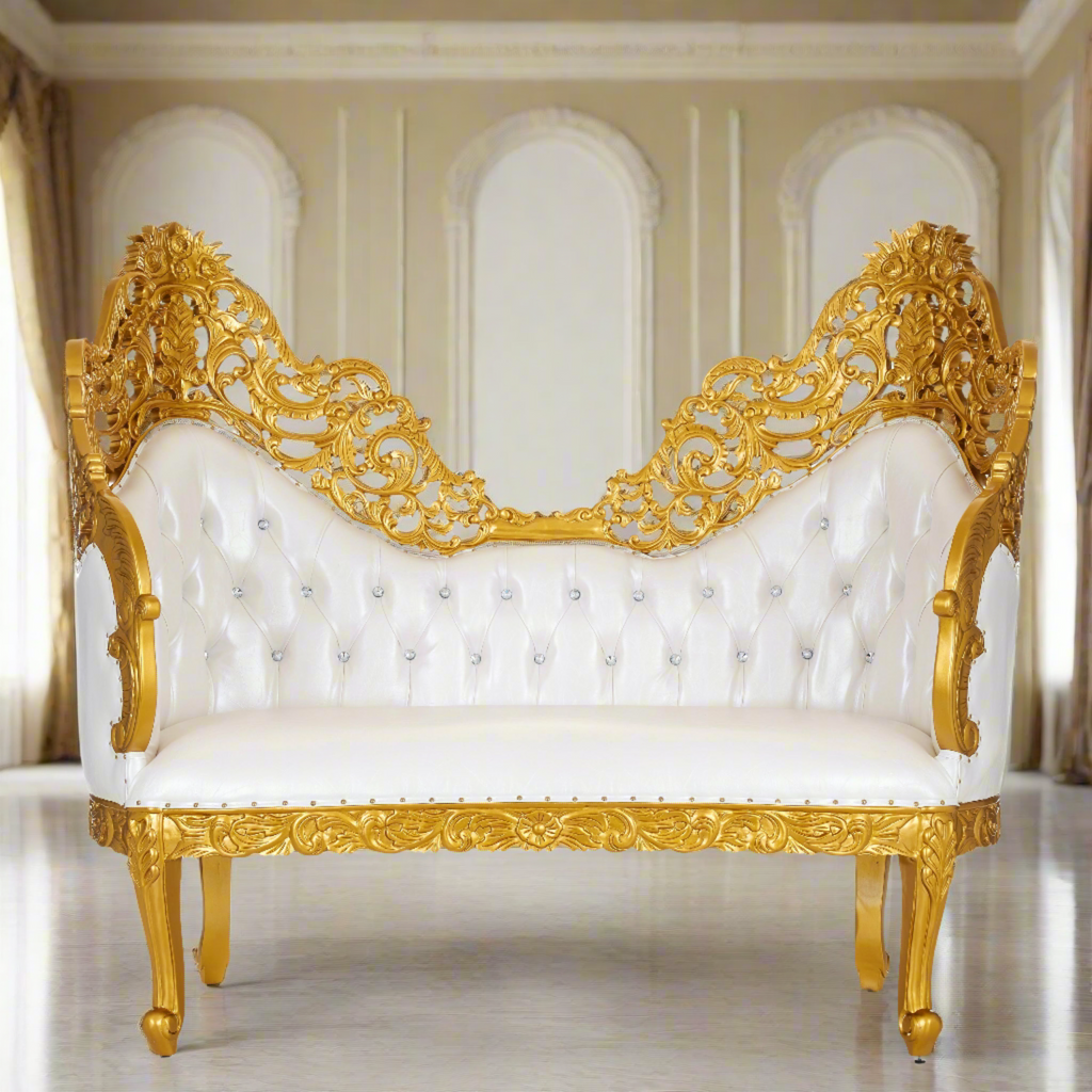 "Queen Marina" Royal Chaise Lounge - White / Gold