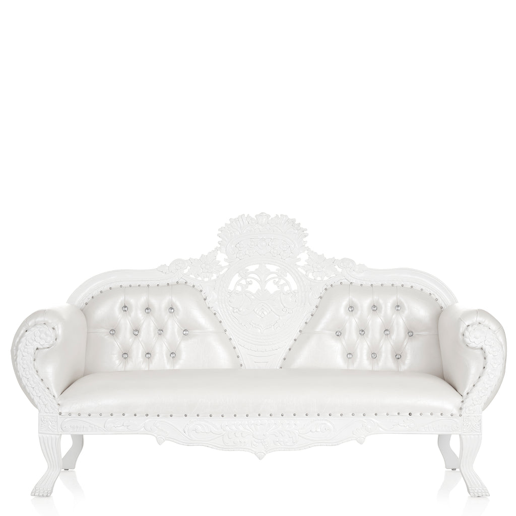"Queen Anne 76" Royal Love Seat  - White / White