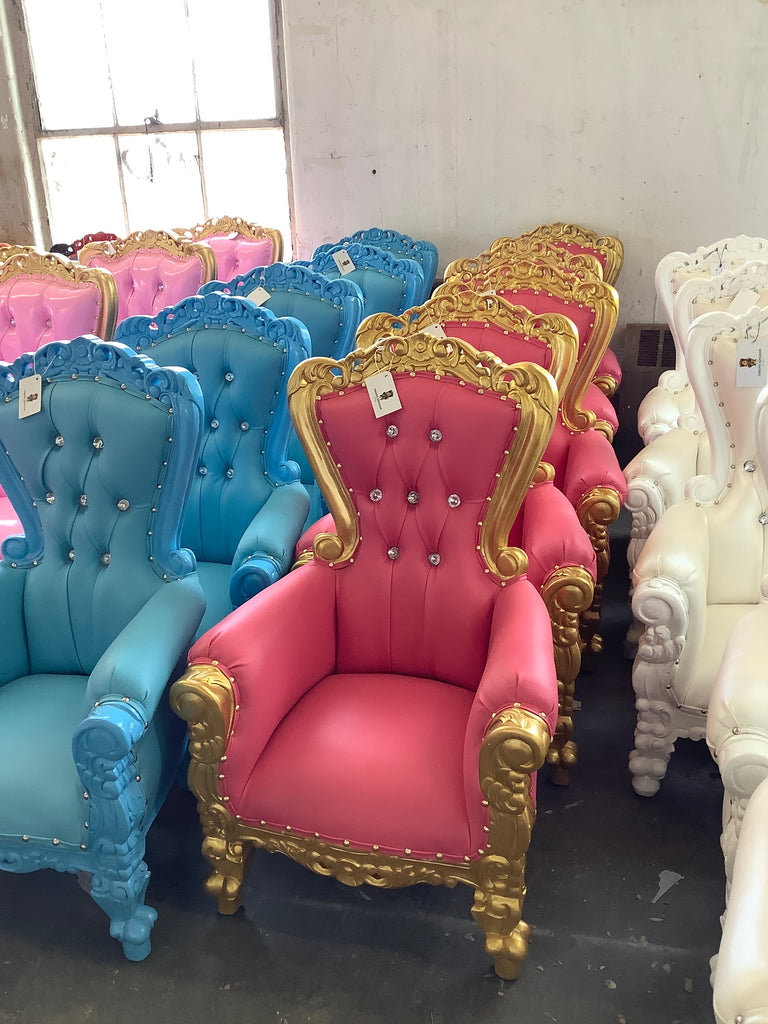"Mini Tiffany 33" Kids Throne Chair - Hot Pink / Gold