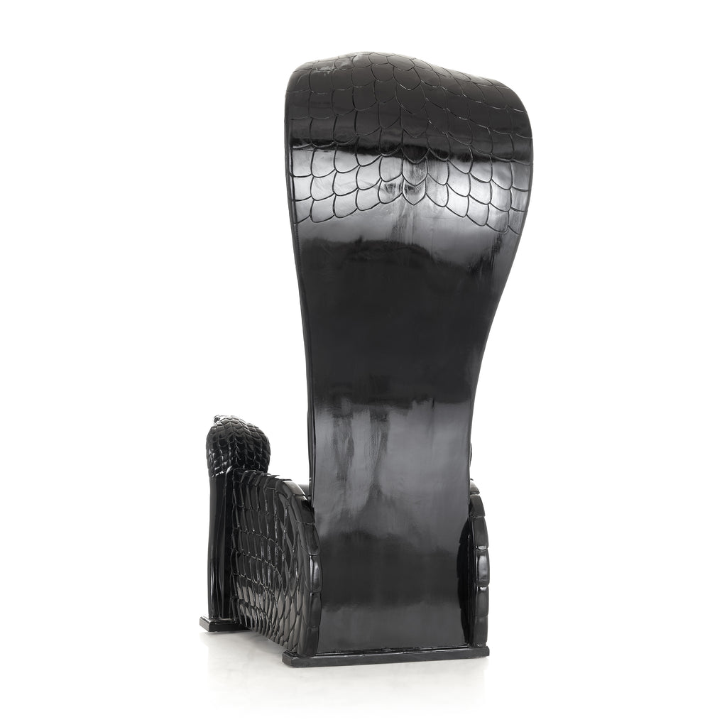 "King Cobra" Throne Chair - Black Velvet / Black
