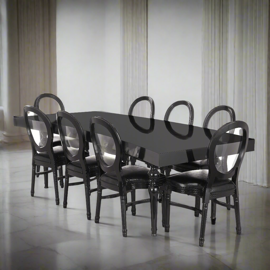 "Luxe" Serpentine Wedding Table With 14pcs. Chair Set - Black