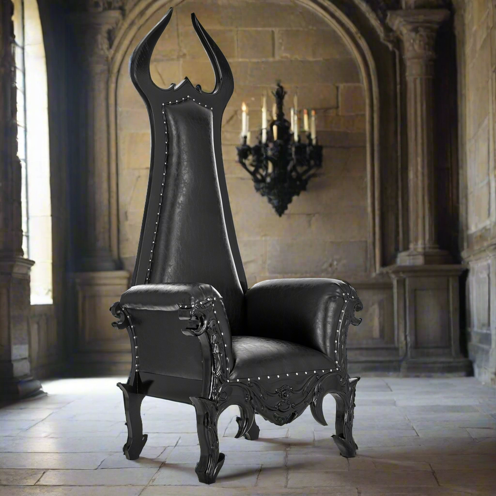 "Devil Horn" Throne Chair - Black / Black