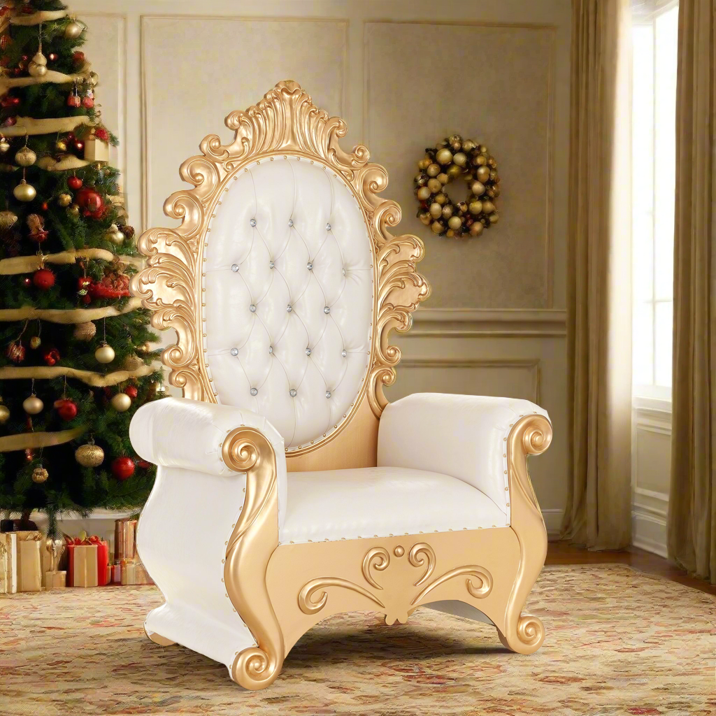 "The Original Santa" Throne Chair - White / Gold