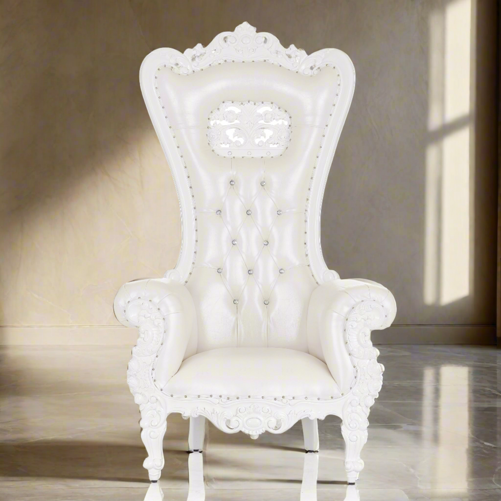 "Flower Crown Tiffany" Throne Chair - White / White