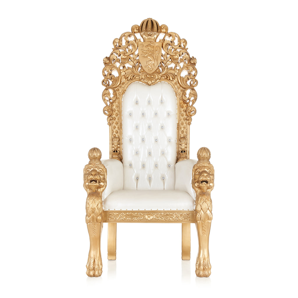 "King Edward 77"" Throne Chair - White / Gold