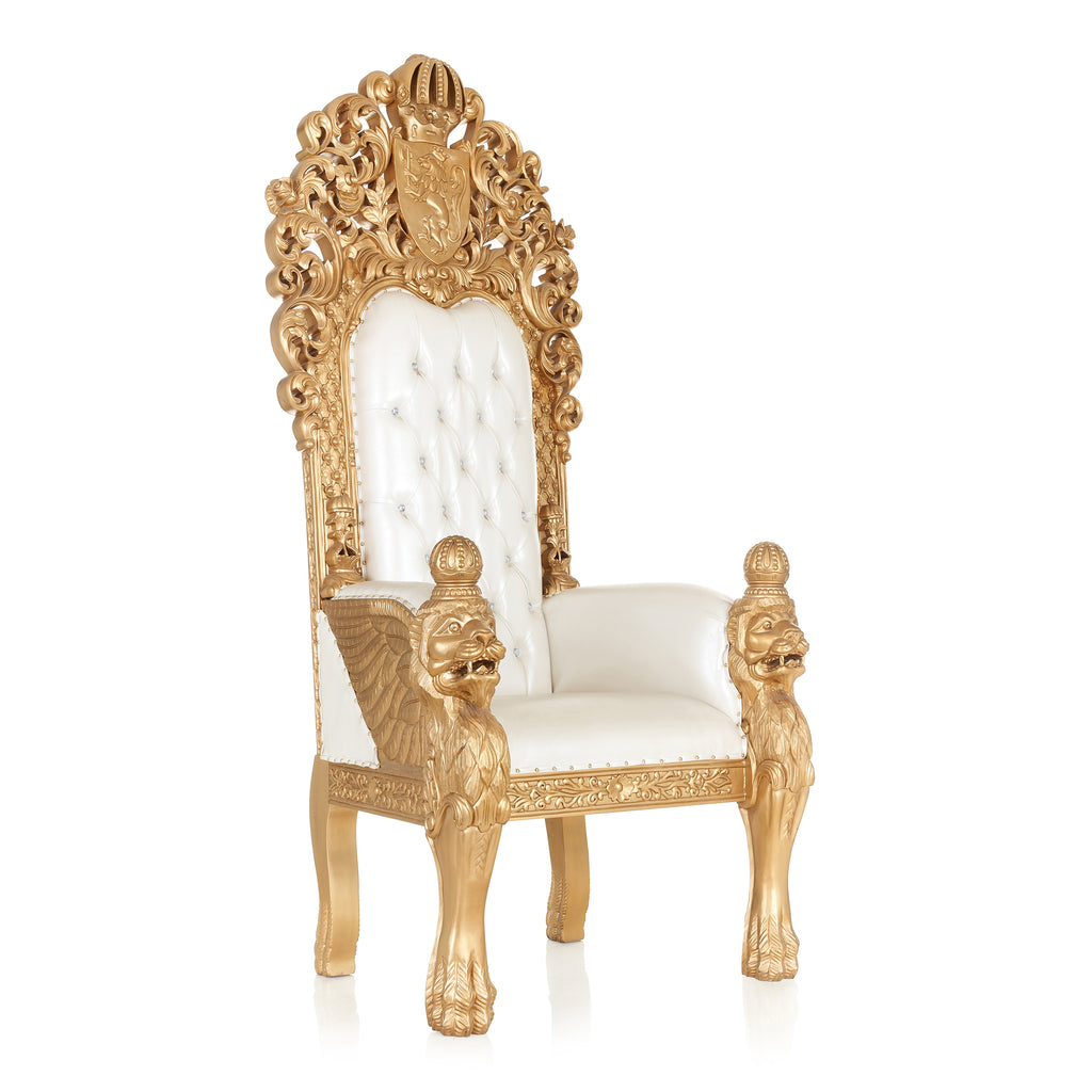 "King Edward 77"" Throne Chair - White / Gold