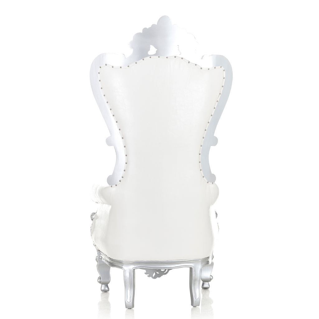 "Queen Elizabeth" Throne Chair - White / Silver