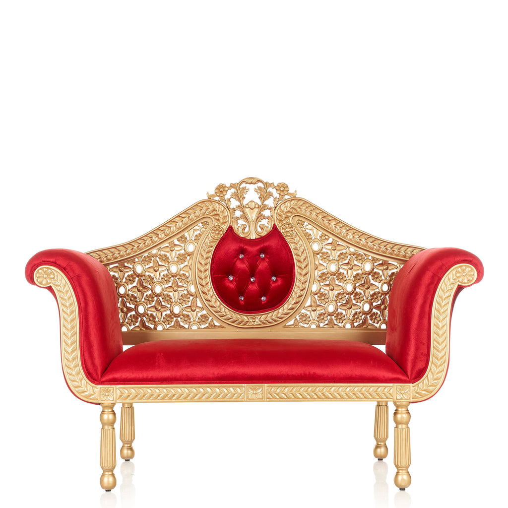"Jasmine" Royal Love Seat - Red / Gold