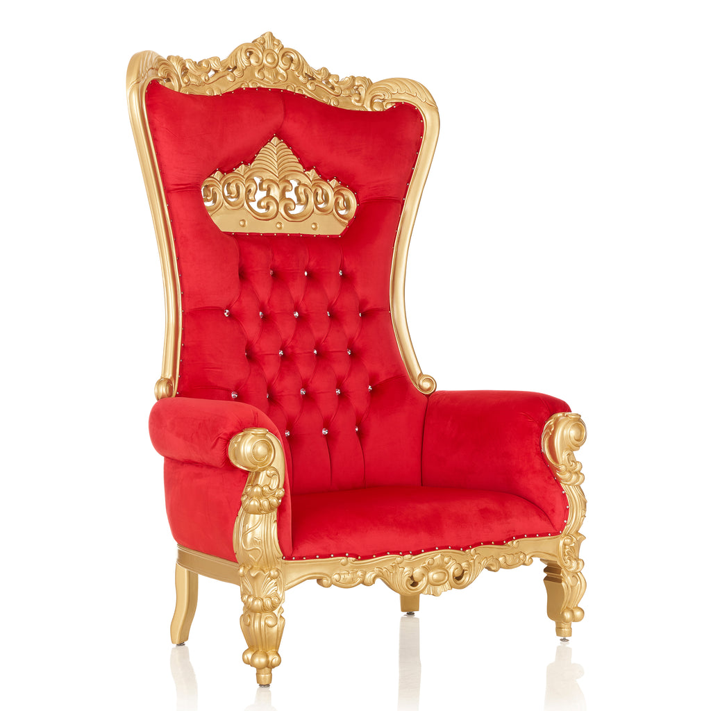 “Crown Tiffany" Extra Wide Throne Chair - Red / Gold