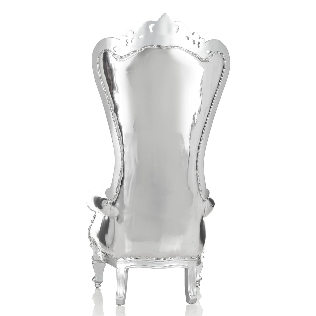 "Queen Tiffany" Throne Chair - Silver Metallic / Silver